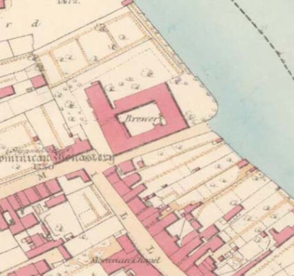 A map of 1857 showing the layout of the Ayr Brewery. © National Library of Scotland, 2015