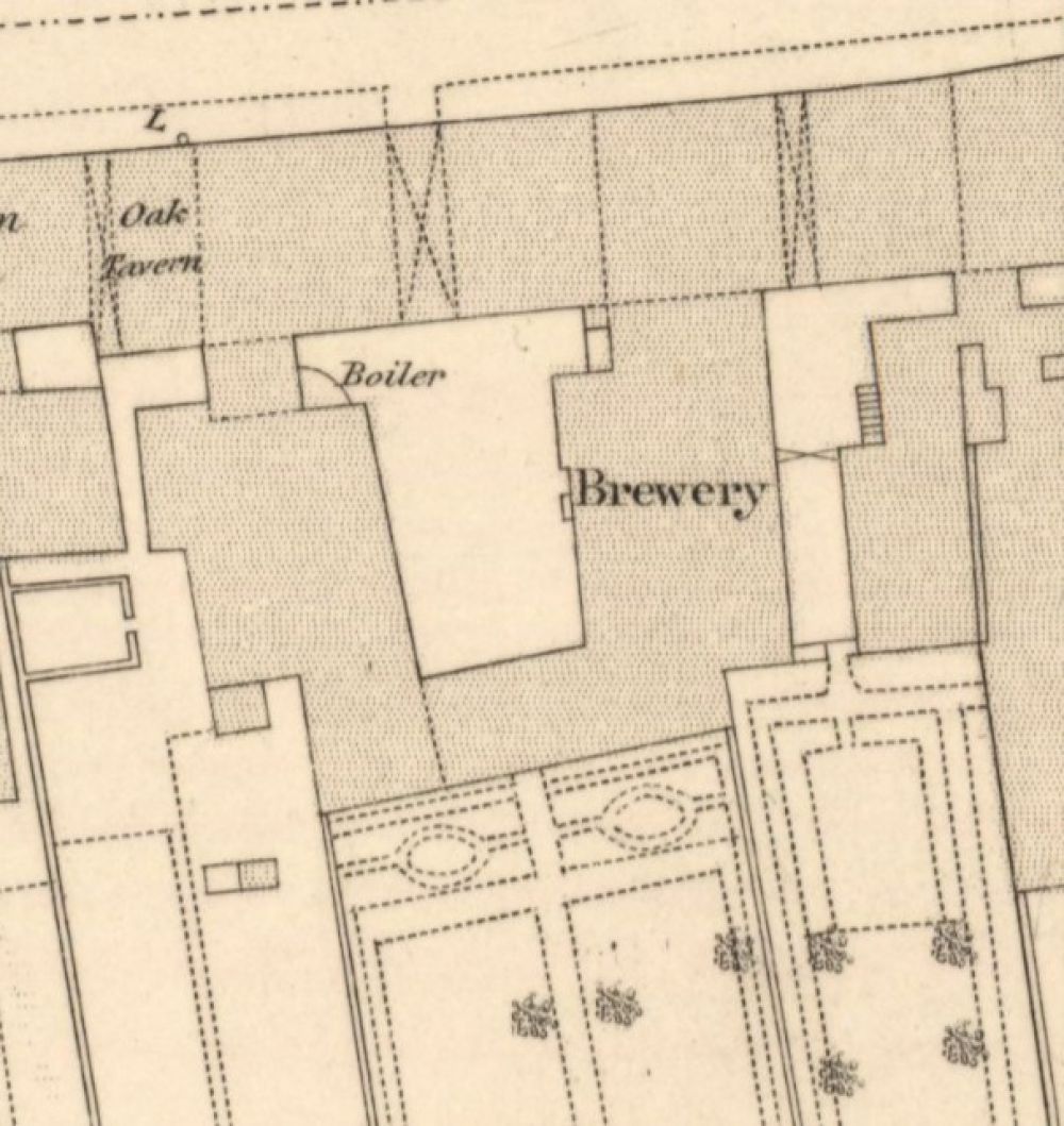 Map of 1854 showing the layout of the Dunfermline Brewery. © National Library of Scotland, 2025