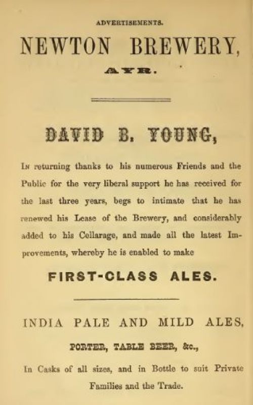 <p>An advertisement of 1867 announcing David B Young's renewal of his lease of the Newton Brewery.</p>