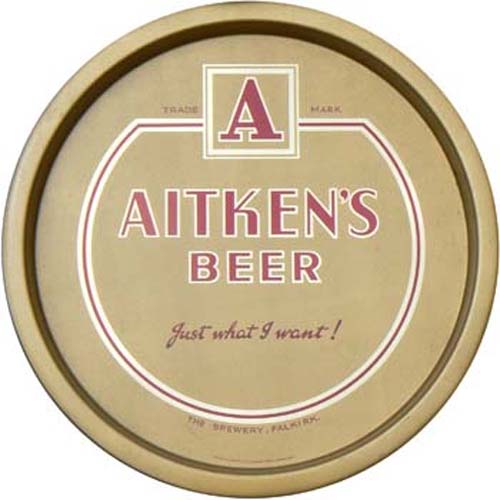 Tray advertising James Aitken & Co (Falkirk) Ltd's beer