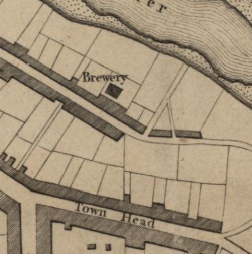Map of 1775 showing the location of the Mill Vennel Brewery