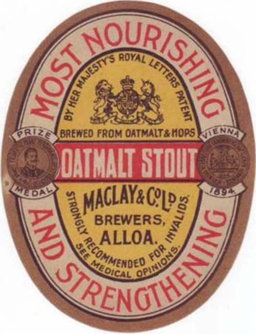 <p>Beer bottle label for Maclay & Co Ltd's Oatmalt Stout.</p>
