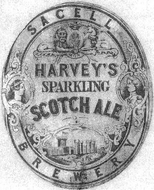 <p>A label for Harvey's Sparkling Pale Ale, brewed by the Sacell Brewery Company.</p>