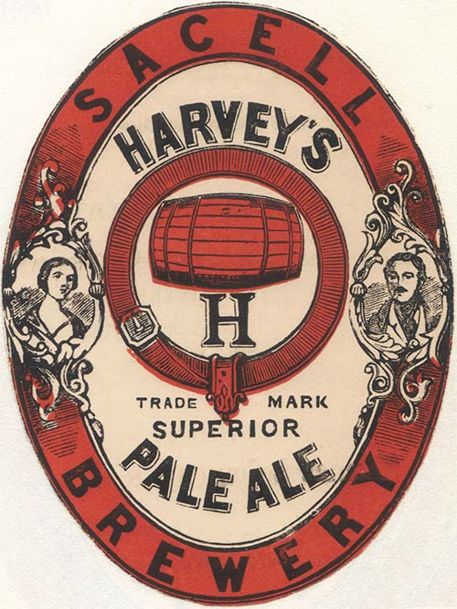 <p>A label for Harvey's Superior Pale Ale, brewed by the Sacell Brewery Company.</p>