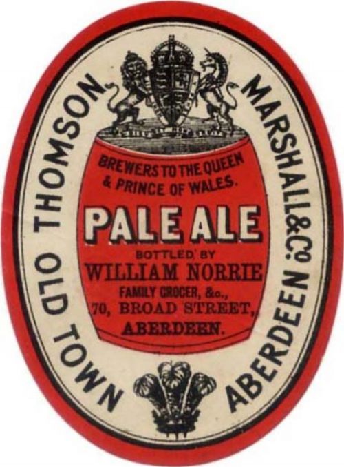 <p>This label was used by William Norrie of Aberdeen, who bottled beer supplied by Thomson, Marshall & Co for their grocer's store.</p>