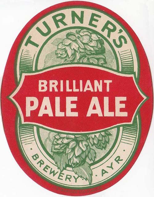 <p>A beer bottle label for Turner's Brilliant Pale Ale.</p>